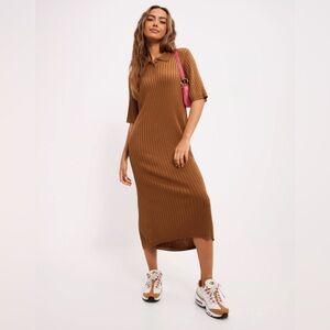 VILA Knitted dress RINE in Cognac